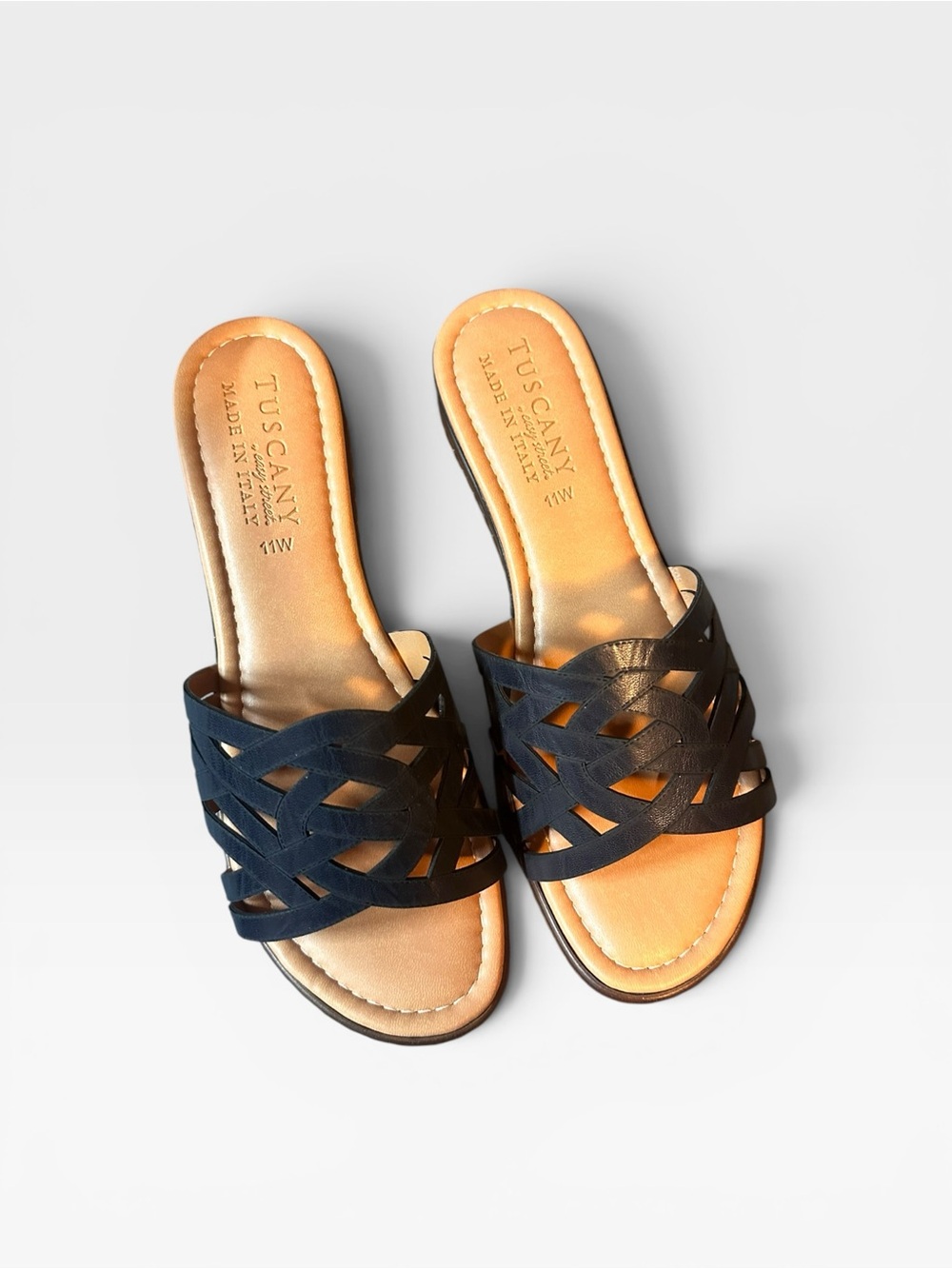 easy street Black Braided Slide Sandals -11W